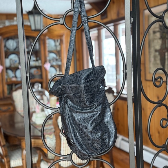 Vintage NAS BAG Satchel Bucket Bag with Drawstrings for Cinch Purse Snake Print - Picture 7 of 13